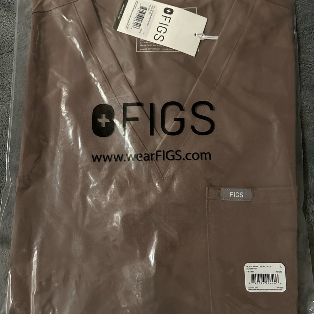Figs Catarina Scrub Top, Large, Smokey Taupe